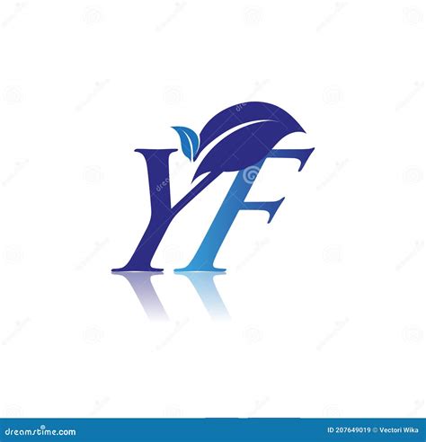 Initial Letter YF With Leaf Logo Colored Blue Nature And Environment