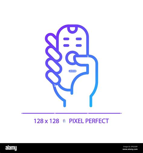 Hand With Remote Control Pixel Perfect Gradient Linear Vector Icon