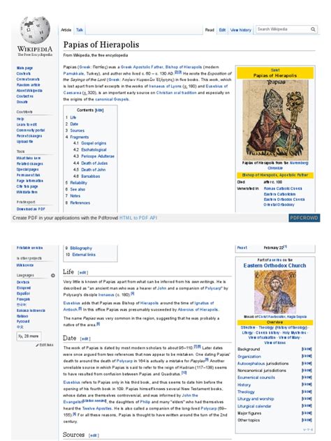 En Wikipedia Org Wiki Papias of Hierapolis | PDF | Ancient Christianity ...