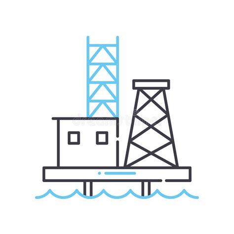 Offshore Oil Platform Line Icon Outline Symbol Vector Illustration