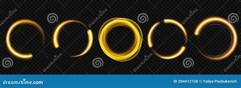 Gold Light Circle With Sparkles Magic Glow Effect Stock Vector