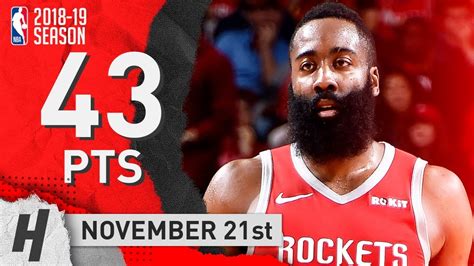 James Harden Nasty Highlights Rockets Vs Pistons 2018 11 21 43 Pts 9 Ast 7 Reb Youtube