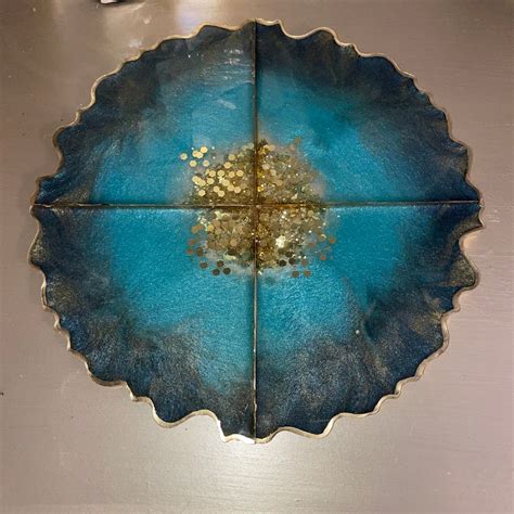 Resin Tray And Coaster Set Geode Slice Resin Coaster Set Etsy