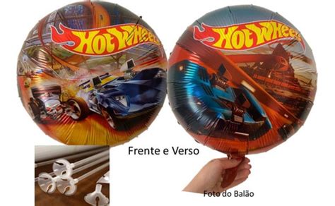Balão Metalizado Hot Wheels Cm Unidades Vareta Gratis Parcelamento sem juros