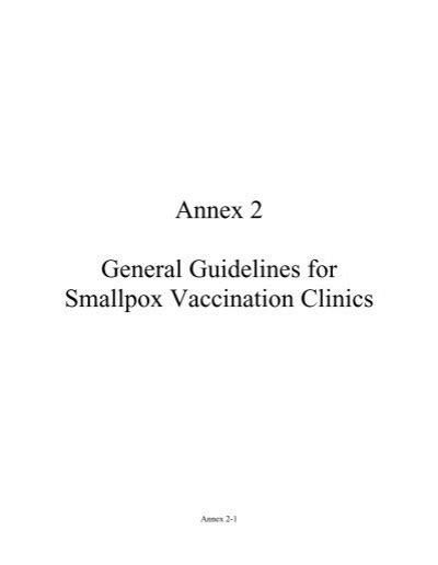 Annex Guidelines For Smallpox Vaccination Clinics Emergency