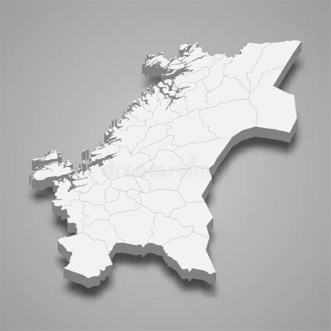 3d Isometric Map of Trondelag is a County of Norway Stock Illustration ...