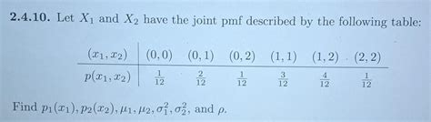 Solved 2 4 10 Let X1 And X2 Have The Joint Pmf Described By Chegg