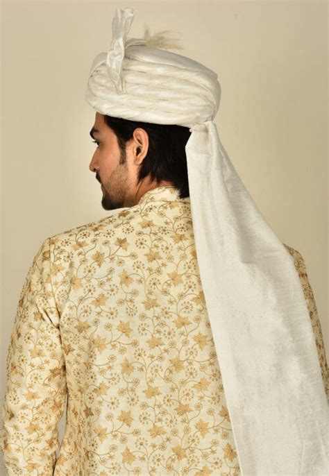 Solid Color Dupion Silk Turban In Off White Mqt