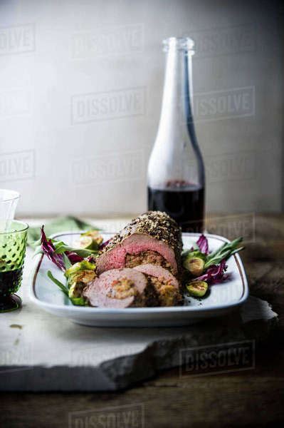 Beef Tenderloin And Red Wine Stock Photo Dissolve