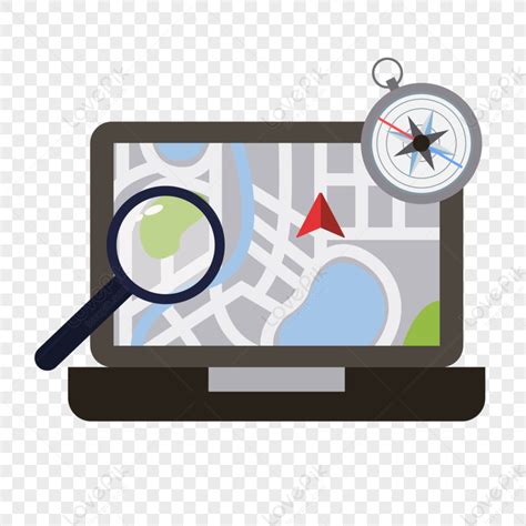 Map On The Computer Self Driving Computer Compass Png Free Download