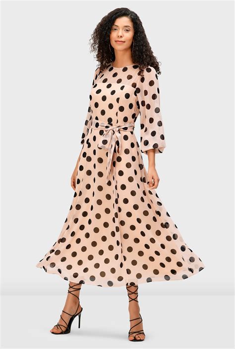 Shop Illusion Polka Dot Print Georgette Dress Eshakti