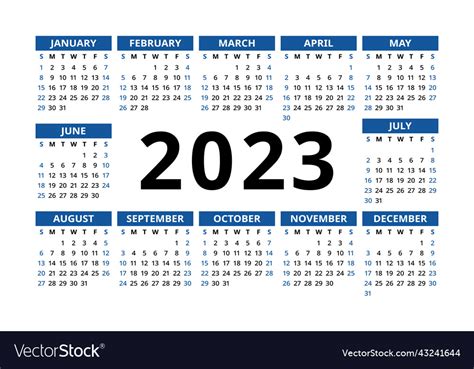 Blue Calendar 2023 Year Landscape Design Vector Image