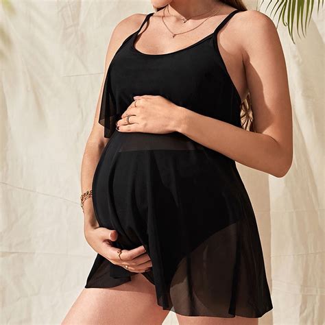 Bikini bầu Đồ bơi 2 mảnh phối lưới màu đen tôn dáng che khuyết điểm giúp mẹ bầu tự tin thoải