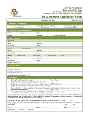 Fillable Online Prospect Sa Gov Development Application Form PDF