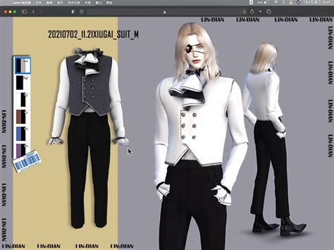 The Sims Resource Men S Waistcoat Ruffled Suit Sims 4 Male Clothes Sims 4 Clothing Sims 4