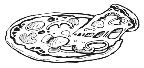 Dibujar A Mano Boceto Ilustración Vectorial En Blanco Y Negro Cocina Italiana Pizza Cheeze