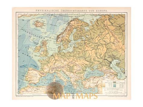 Antique Map Physical Map Of Europe Meyers 1895