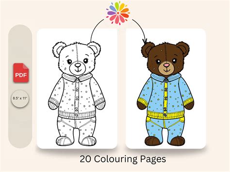 Simple Kids Coloring Pages of Teddy Bear Graphic by Creative Templates ...