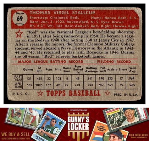 1952 Topps Virgil Stallcup 69 Cincinnati Reds EBay