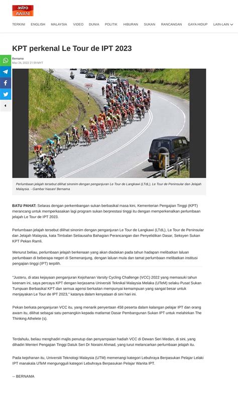 UTeM In Newspapers 2022 MARCH 50 Kpt Perkenal Le Tour De Ipt 2023