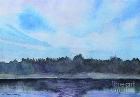 Beautiful Sky Over Lake Painting By Patty Strubinger Fine Art America