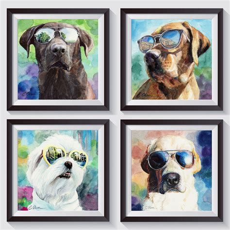 Watercolor Dog Prints Set of 4 High Quality Art Prints Cute - Etsy