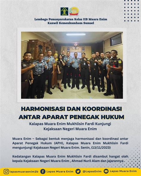 Harmonisasi Dan Koordinasi Kalapas Muara Enim Kunjungi Kejari Muara