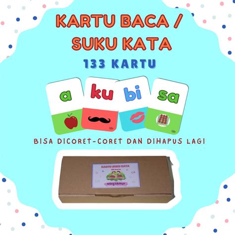 Jual Kartu Flashcard Flash Card Baca Suku Kata Membaca Pintar Anak