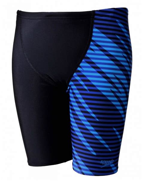 Speedo Allover V Cut Panel Boys Jammer Blackchroma Blue Run Charlie