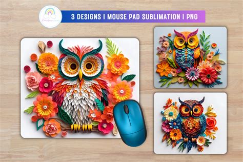 3D Owl Mouse Pad Sublimation Graphic By Rainbowtown Creative Fabrica