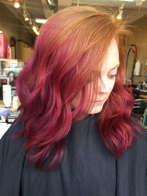 Natural Red Hair With Purple Highlights