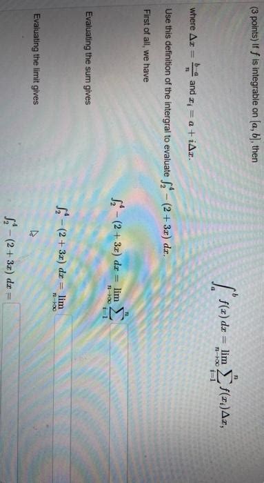 Solved Points If F Is Integrable On A B Then Chegg