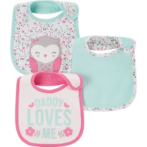 Child of Mine by Carter's Newborn Baby Girl 3 Pack Bibs - Walmart.com ...