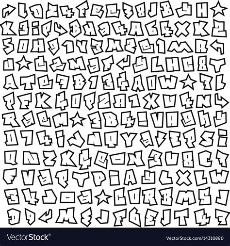 Graffiti Font And Number Alphabet Sketch Page Vector Image