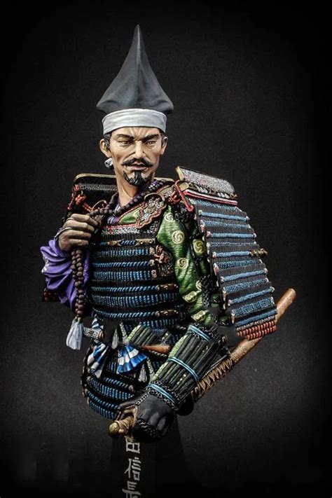 Busto de resina a escala 1 10 samurái japonés Oda Nobunaga Kits de