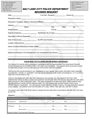 Fillable Online Salt Lake City Police Department Fax Email Print