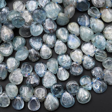 Natural Silvery Ice Blue Kyanite Smooth Teardrop Briolette Beads Good