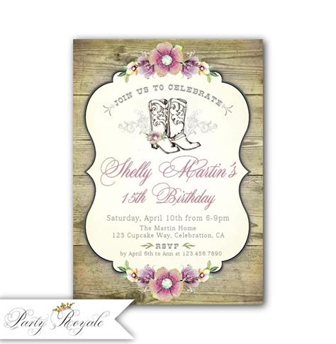 Cowgirl Birthday Invitation Western Birthday Invitations Etsy