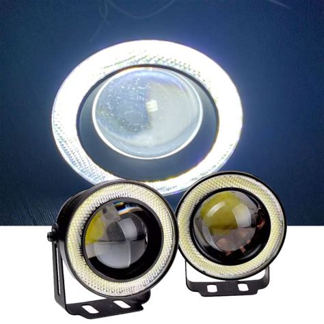 2pcs 3 5 Inch Car COB LED Angel Eyes Fog Light Ring Lens Projector Halo