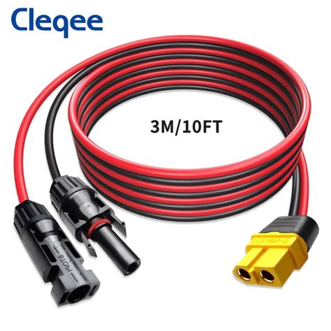 Cleqee T10075 Xt60 Adapter To Solar Male Female Connector Extension Charge Cable 12awg 3m Wire