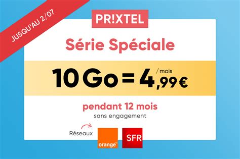 Prixtel forfait mobile illimité 10 Go à 4 99 mois sur Orange et SFR