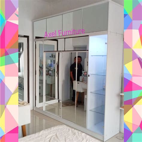 Jual Lemari Pakaian Swing Door Sliding Full Cermin Rak Display Tas