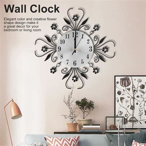 Horloge Murale Fleur Design En Fer Ala Cdiscount Maison