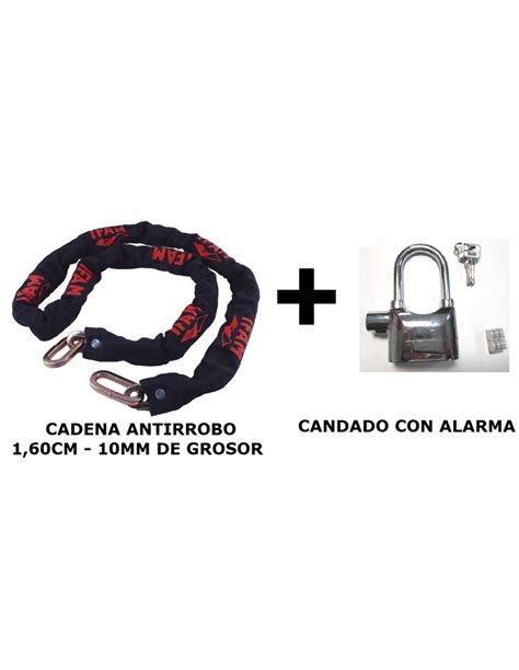 CADENA ANTIRROBO 1 60CM CANDADO CON ALARMA