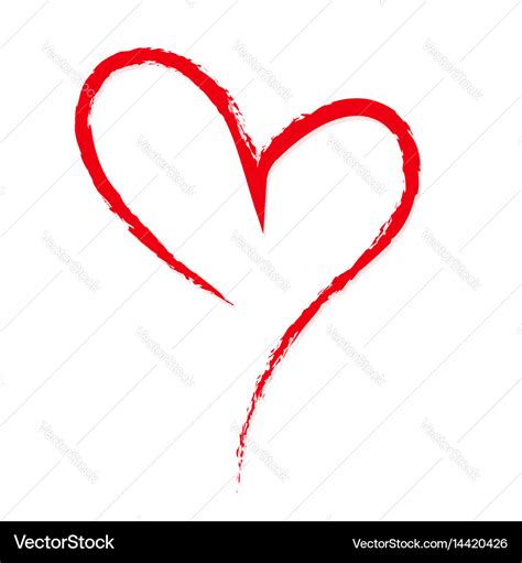 Hand Drawn Sketchy Doodle Red Heart On White Vector Image