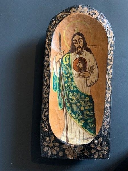 Large Hand Carved And Painted Retablo Of St Jude Patron Saint Of Lost