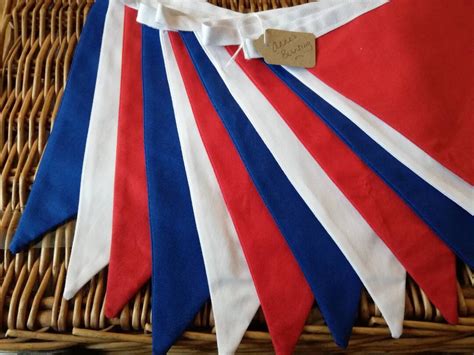 Red White And Blue Fabric Bunting Etsy Uk