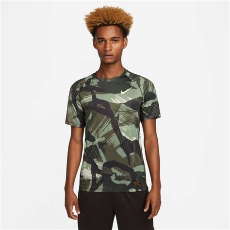 Nike Pro Training T Shirt Dri Fit Camo Gr N Braun Wei