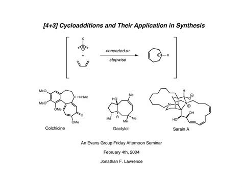 Pdf Cycloadditions And Their Application In Synthesisevans Rc