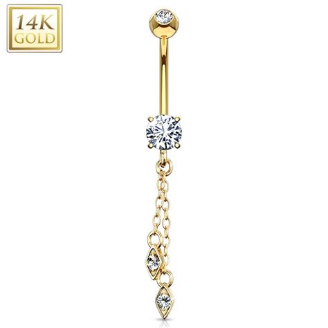 Piercing Nombril Or Jaune 14 Carats Chaines